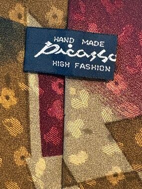 Vintage Picasso High Fashion Abstract Geometric Silk Necktie Earthy Tones
